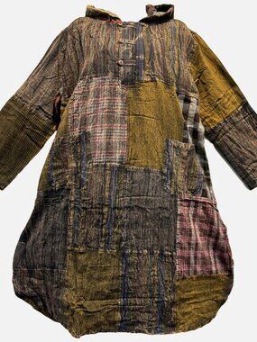 Nw FUNKY STUFF hippy pocket patch distressed TUNIC TOP HOODIE DRESS XL